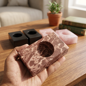 Portavelas personalizado de jaspe y Chocolate de alta calidad, soporte de vela de cristal que mejora la comunicación, venta al por mayor - Product Image 6