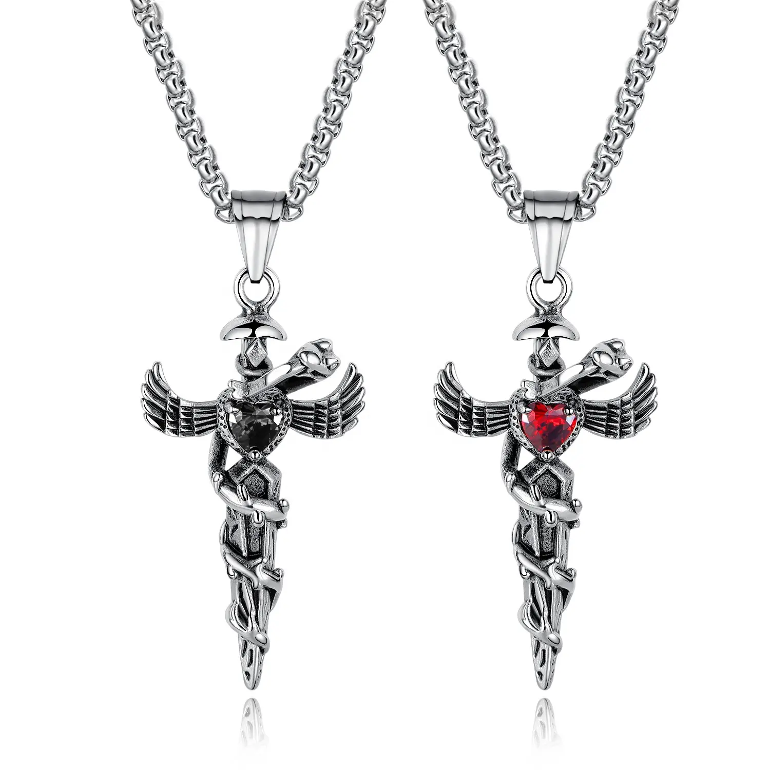 Ювелирные изделия из нержавеющей стали, крылья ангела, змеиная обертка, крест, подвеска, ожерелье