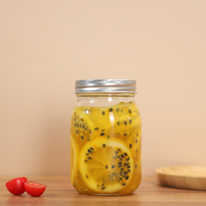 Commercio all'ingrosso 16oz noci sottaceti ceci mandorle contenitore trasparente 500ml cibo Mason quadrato rotondo salsa barattolo di <span class=keywords><strong>vetro</strong></span> con coperchio diviso <span class=keywords><strong>in</strong></span> metallo - Product Image 4