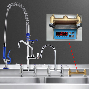 Grifo de Cocina Comercial Clásico Rústico para Agua Fría y Caliente, Montaje en Cubierta, Doble Manija, Latón Cromado, 2 <span class=keywords><strong>Grifos</strong></span> para Fregadero de Cocina - Product Image 2