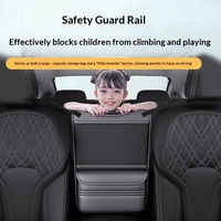 Pochette de rangement suspendue en cuir pour siège de voiture, organisateur de compartiment central avec filet de sécurité enfant, accessoire de voiture