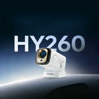 Projecteur HY260 à focale ultra courte mise au point automatique 1080P Full HD Rapport de projection 0.8:1 Haut-parleurs intégrés Android 14 Home cinéma