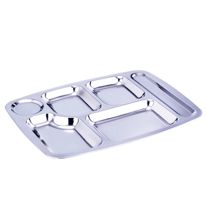 YongFa Fast Food Serving Trays Metal Stainless Steel Food Storage 5 Compartments For Restaurant Dinner Plate