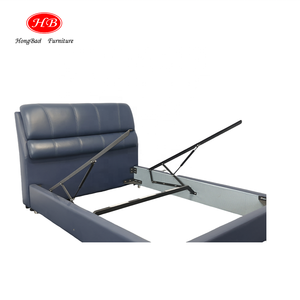 Modern PU Leather Headboard Upholstered Wooden Slatted Platform <strong>Black</strong> Metal <strong>Bed</strong> Frame with Gas Lifts <strong>Storage</strong> <strong>Bed</strong> - Product Image 4