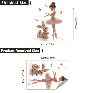 Adesivo Murale Coniglio Ballerina Rosa per Cameretta Bambine, Impermeabile, Autoadesivo, Ecologico in PVC, Decorazione Murale Principessa per Bambini - Product Image 5