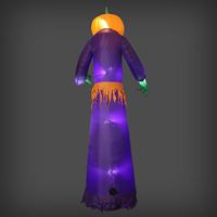 Déguisement gonflable géant Jack O Reaper Halloween avec lumière LED intégrée, robe violette, tête de citrouille, fantôme gonflable d'Halloween