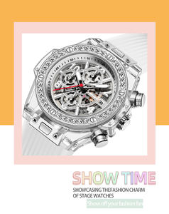 Reloj KIMSDUN 1983B Unisex con Caja <span class=keywords><strong>de</strong></span> Acero Inoxidable, Diamantes, Calendario IPS, Resistente al Agua IP68, Correa <span class=keywords><strong>de</strong></span> Goma Transparente, Fase Lunar, Cuarzo - Product Image 3