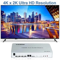 Desain baru 4K 60Hz Matrix 4x2 HDMI 2.0 KVM Switch HDMI 4x2 Matrix Switch 4x2 HDMI KVM Matrix Switcher dengan EDID