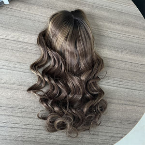 Yeni varış 16 inç kahverengi balayage renk 7*8 + 4*4 ipek taban avrupa işlenmemiş insan saçı toppers - Product Image 4