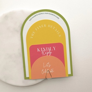 Colorida <span class=keywords><strong>Suite</strong></span> de invitación de boda de destino tropical de cuatro piezas Diseño brillante y vibrante en papel elegante - Product Image 2