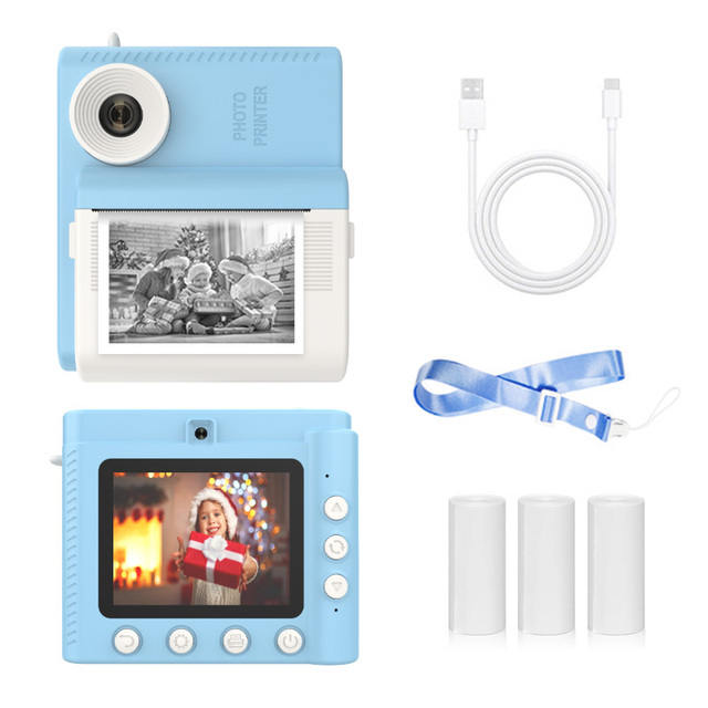 Instant Print Camera for Kids 48MP Dual Lens 2.8 Inch IPS Screen Thermal Printing Selfie Camera Creative Birthday Gift