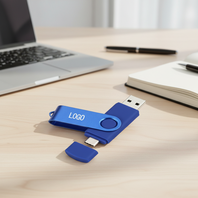 High-speed Type-c Mobile Computer 2-in-1 USB Flash Drive 128M-64GB Memory Stick Metal Plus Plastic Rotating Waterproof OTG Drive