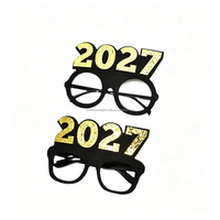 Lunettes de fête du Nouvel An 2027, monture noire, paillettes dorées, lunettes fantaisie avec numéros, accessoires photo amusants pour la fête du Nouvel An