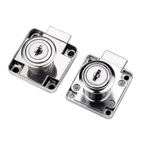 Serrure de meuble en alliage de zinc/fer nickelé 338 136 138-22, durable, installation facile, pour tiroirs et portes, avec deux clés en plastique, pour cuisine