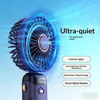 Ventilateur portable pliable USB rechargeable avec écran numérique, support de téléphone et design coloré à suspendre au cou