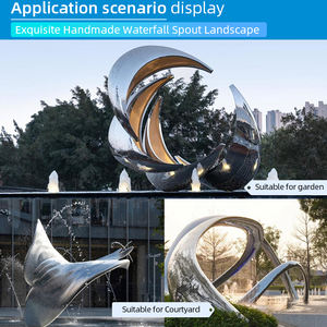 Fontaine d'eau décorative de <span class=keywords><strong>jardin</strong></span> extérieure en acier inoxydable de haute qualité, personnalisée, en forme de harpe rectangulaire - Product Image 4