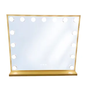 Fullkenlight free stand hollywood mirror antique gold tabletop hollywood mirror with light bulbs