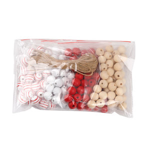 Wooden Beads Round <b>Red</b> White Striped Loose Beads For <b>Bracelet</b> Making XD150 - Product Image 5