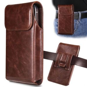 Funda de cuero retro de 7.2 pulgadas para teléfono móvil con presilla para cinturón, bolsa de cintura portátil para colgar en pantalones - Product Image 1