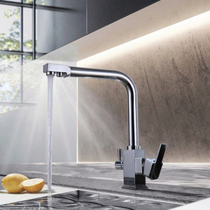 Bán hot Quảng trường cơ thể Brass bếp Vòi 3 cách kép xử lý lưu vực bồn rửa Mixer Lọc Vòi Nước Nhà Bếp - Product Image 5