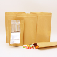 Sachet Doypack en papier kraft kaki brun avec intérieur aluminium et fermeture éclair pour thé, café, aliments et noix
