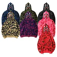 Buy Bape Hoodie 3D Printed Fashion Hip Hop Shark Ape Camo Print Cotton Red  Sweater Casual Loose Zip Casual Dark Purple Jackets For Men And Women at