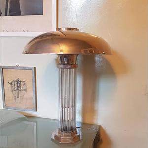 Lampe de bureau rétro française, design colonne en métal et verre, source de lumière LED, utilisation pour hôtel et maison d'hôtes - Product Image 3