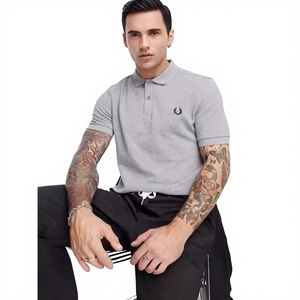 <span class=keywords><strong>PERRY</strong></span> T-shirt Polo d'été pour homme en coton brodé à manches courtes, couleur unie, style décontracté-chic - Product Image 1