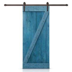Porte coulissante de grange en <span class=keywords><strong>bois</strong></span> de pin noueux teinté GUJIE Z avec kit de quincaillerie, style ferme, utilisation intérieure imperméable - Product Image 1