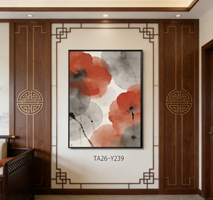 Arte de Pared en Lienzo con Diseño de <span class=keywords><strong>Amapola</strong></span> Roja China, <span class=keywords><strong>Pintura</strong></span> Floral Oriental Moderna para Decoración del Hogar, Sala de Estar y Dormitorio - Product Image 6