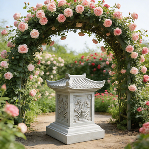 Nuova Lampada da Giardino in Resina Stile Cinese, Dipinta a Mano con Fiori, Arco di Rose e Tema Animale per Decorazione Paesaggistica - Product Image 1