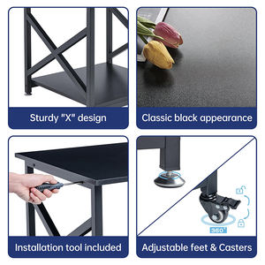 عربة طابعة متحركة متعددة الوظائف من JH-Mech برفين مقاس 23.6 × 23.6 × 22.6 بوصة مربعة الشكل من المعدن الأسود - Product Image 4
