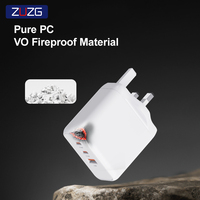 Adaptador de Viaje ZUZG PD65W PD 3.0 con 2 Puertos Tipo-C y 1 USB de Carga Rápida, Certificación CE/FCC para Laptop, Celular y Auriculares (EU/UK)