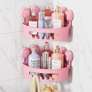 Bathroom Accessories Kitchen <b>Wall</b> <b>Mounted</b> Suction PP Plastic Storage Rack <b>Shelf</b> Traceless Tape Customized Color Eco-Friendly - Product Image 1