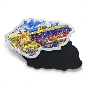 Hot Selling Products 2025 Home Decor Refrigerator Shineys Aluminum Foil Magnetic Stickers Czech Prague Fridge <b>Magnet</b> - Product Image 1