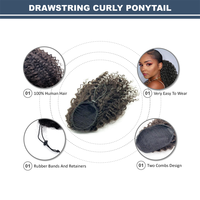 Offre Spéciale Postiche Top Qualité Cheveux Humains Afro Crépus Curl Queue De Cheval Cordon Extensions De Cheveux De Poney 10-14 pouces En Stock