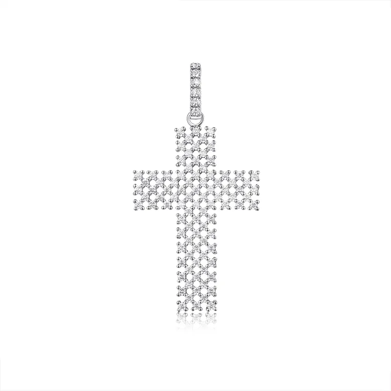 2023 Fashion Custom Silver Jewelry Cross Pendants GEM Stones Zirconia Pendants 925 Sterling Silver Cross Pendant For Men