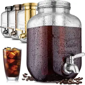 Fabrikant Van 1 Gallon Koude Brouwsel Mason Jar Koffie Maker Cold Brew Pitcher Met Generatie Mesh Filter & Rvs spigot