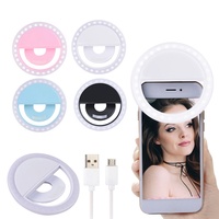 Mini et portable, mini anneau lumineux pour spectacle en direct, beauté, selfie, 3 niveaux de luminosité, lampe blanc chaud, lumière LED pour selfie sur téléphone portable