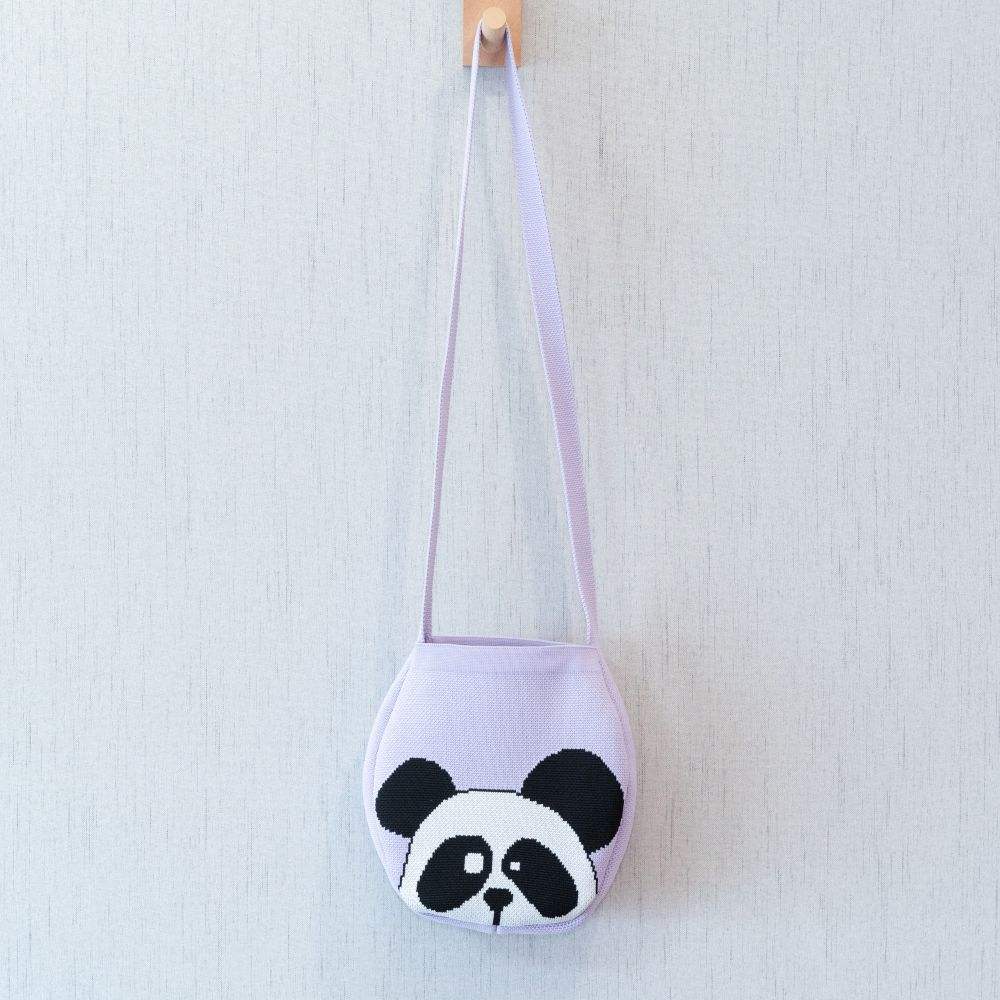 Hot Selling Women's Knitted Hand Bag Cute Colorful Panda Pattern Woven Crossbody Cell Phone Purse Stylish Lady's Wrist Bag for