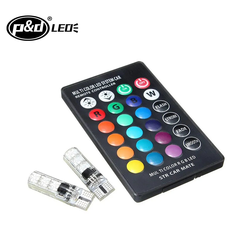 T10 RGB Led Car Light Color Change Width Lamp Flash Strobe Silicone Colorful Multi-mode Small Lamp