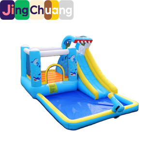 Castillo Inflable Infantil, Trampolín Doméstico con Tobogán de Agua en Forma de Tiburón, Trampolín Pequeño para Exteriores, Juguetes de Castillo Inflable - Product Image 4