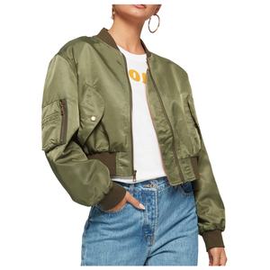 Chaqueta cortavientos de satén a la moda para mujer, abrigos de verano de manga larga, decoración de bolsillo estampada, chaqueta Bomber de talla XL para mujer - Product Image 2