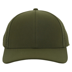 Custom Logo 6 Panel Laser Cut Perforated Baseball Cap Olive Green Quick Dry Breathable <b>Waterproof</b> Sports Golf <b>Hat</b> for Men Women - Product Image 1