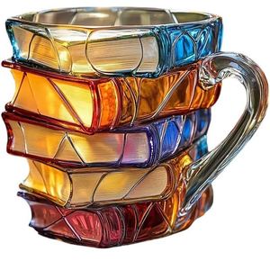 Taza de Café con Diseño de Libros Apilados en 3D, Colorida y Única, de Resina, Modelo W45 - Product Image 1
