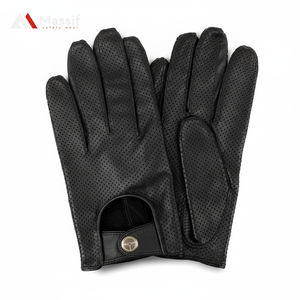 Gants de conducteur en peau de chèvre de qualité supérieure sans doublure froncée élastique dos Keystone pouce gants de travail pour les travaux de construction en acier - Product Image 1