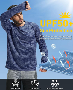 Vêtements <span class=keywords><strong>de</strong></span> protection solaire en gros pour hommes, t-shirts <span class=keywords><strong>de</strong></span> pêche à manches longues UPF 50+, anti-UV, séchage rapide, respirants, pour sports <span class=keywords><strong>de</strong></span> plein air - Product Image 1