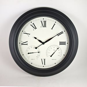 <span class=keywords><strong>Horloge</strong></span> murale extérieure de grande taille de 18 pouces, <span class=keywords><strong>horloge</strong></span> murale intérieure et extérieure, étanche avec température et humidité, <span class=keywords><strong>horloge</strong></span> silencieuse en métal pour <span class=keywords><strong>piscine</strong></span> - Product Image 1