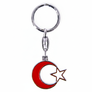 Porte-clés souvenir personnalisé en métal avec drapeau turc, lune et étoile - Product Image 2