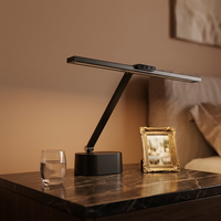 Lampe de bureau LED noire minimaliste 24W, CRI 95 élevé, protection des yeux, lampe de lecture pour étudiants, pliable, réglable, avec minuterie